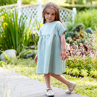 Платье базовое полынь лён - миниатюра фотографии товара в каталоге ЛиноБамбино