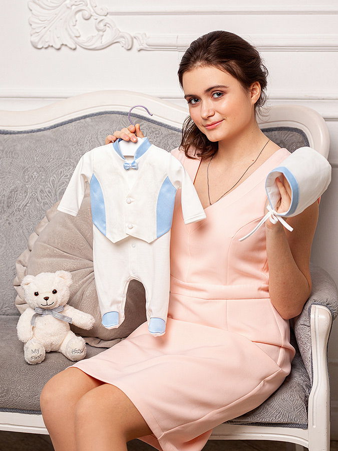 Комплект на выписку "Тезоро" голубой для мальчика фото 1