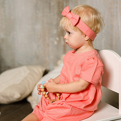 Льняной комбинезон Безе лосось - миниатюра фотографии товара в каталоге ЛиноБамбино