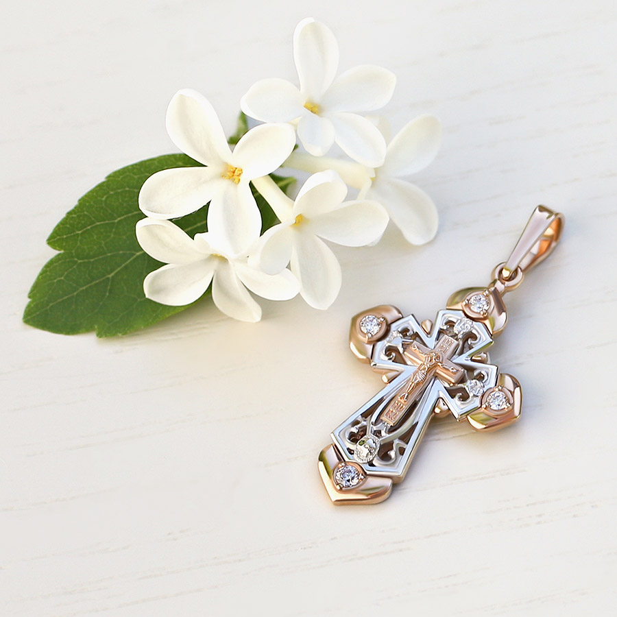 Золотой крестик 20733АКВ женский фото 2