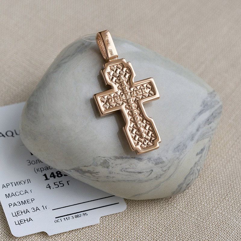 Золотой крестик 14858АКВ, взрослый фото 3
