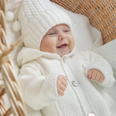 Вязаный комплект "Теплуша", экрю