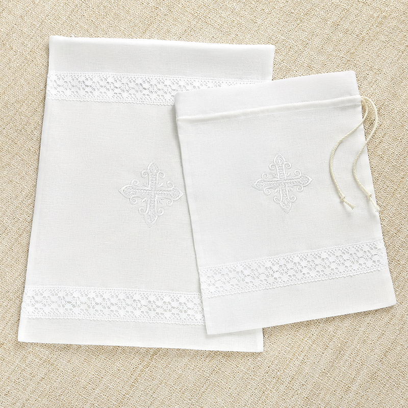 Мешочек для крестильных принадлежностей с кружевной вставкой фото 4