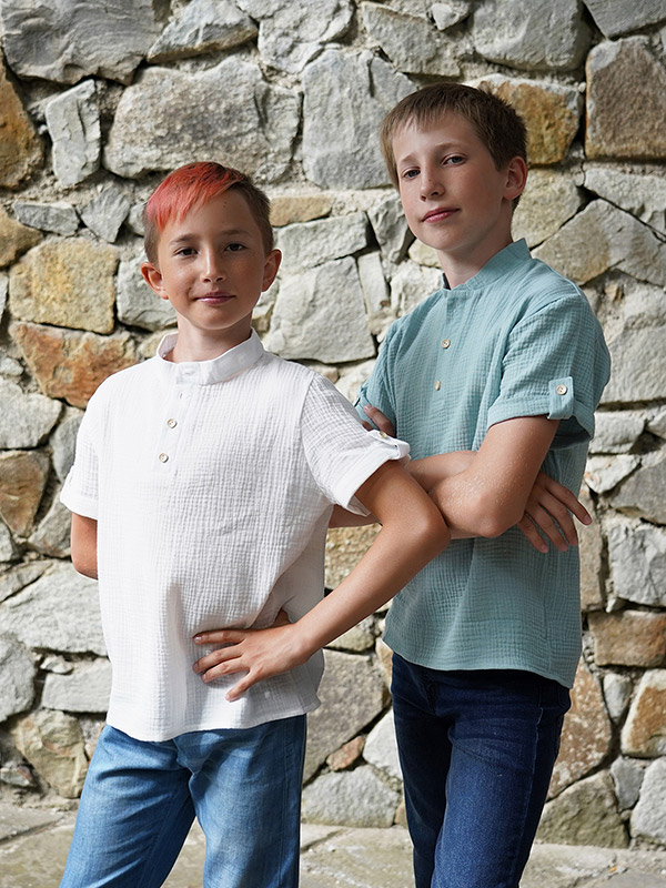 Рубашка для мальчика молочный муслин фото 6