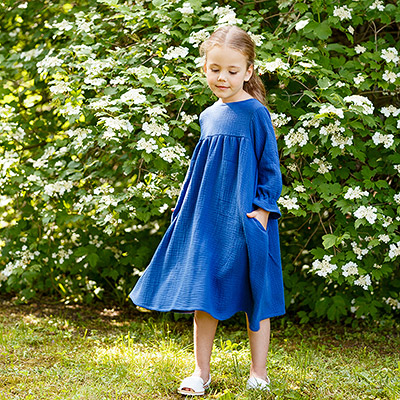 Платье Дымка темно-синяя муслин - миниатюра фотографии товара в каталоге ЛиноБамбино