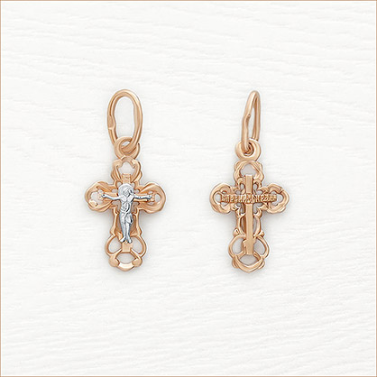 Фото товара "Золотой крестик 14591АКВ" при наведении