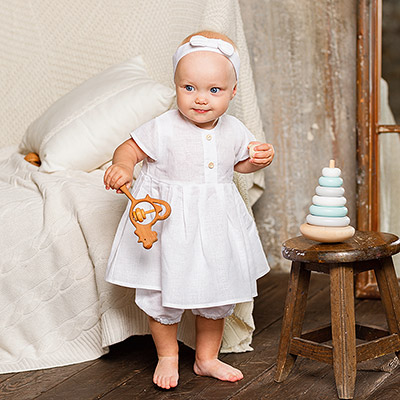 Льняное платье с шортами Милаша белое