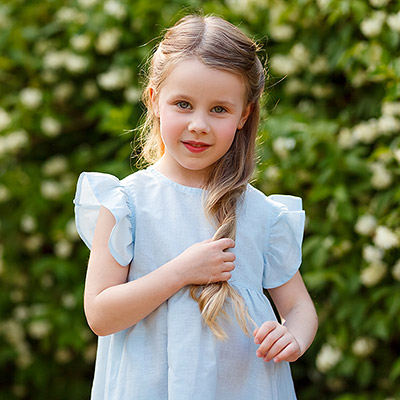 Фото товара "Платье базовое нежно-голубое лён" при наведении