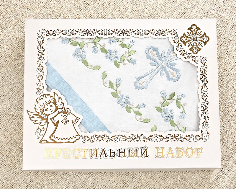 Крестильный комплект "Незабудка" для девочки с крыжмой фото 15