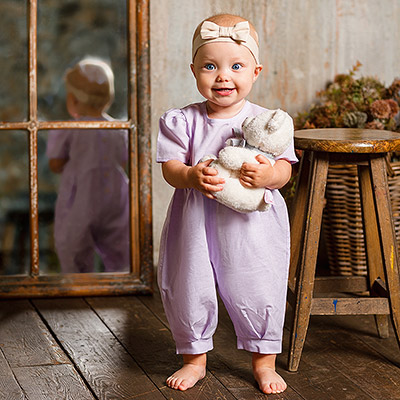 Льняной комбинезон Безе лаванда - миниатюра фотографии товара в каталоге ЛиноБамбино