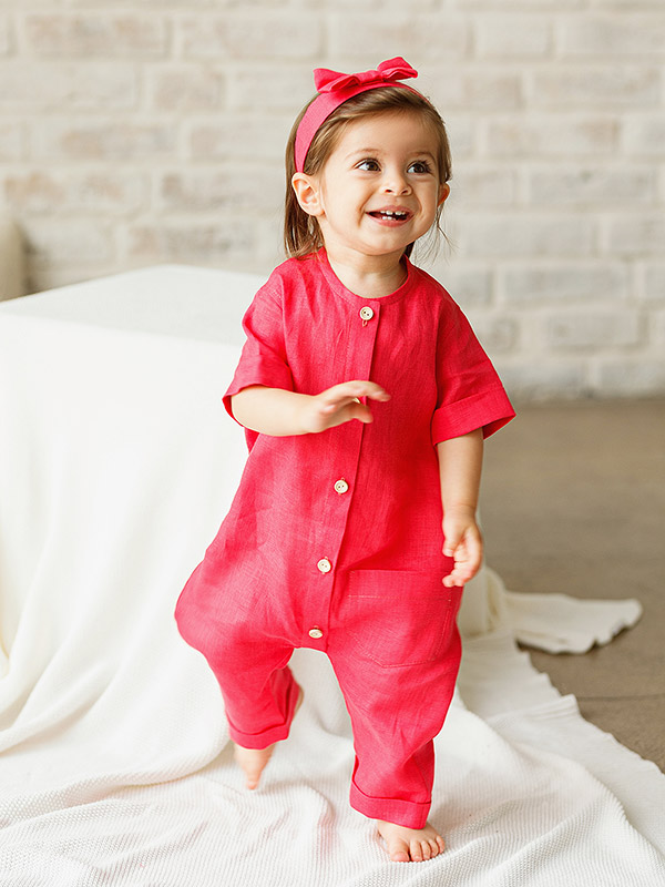 Льняной комбинезон Ветерок азалия фото 3