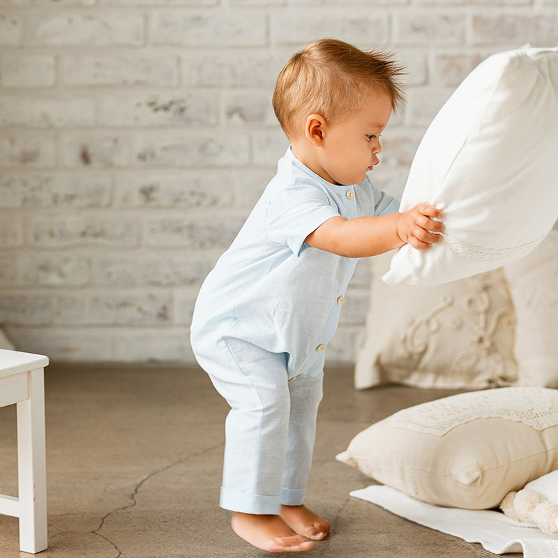 Льняной комбинезон Ветерок голубой фото 2