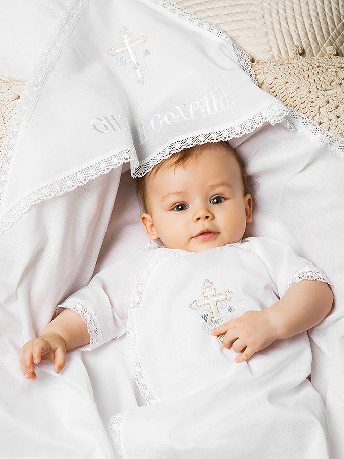 Крестильный комплект "Иван" для мальчика с пеленкой фото 2
