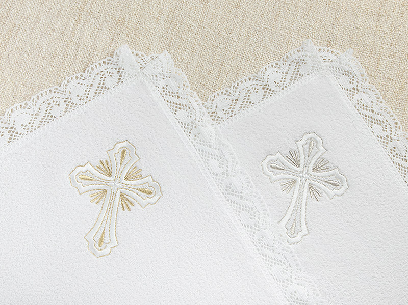 Махровое крестильное полотенце с Лучезарным крестом фото 4