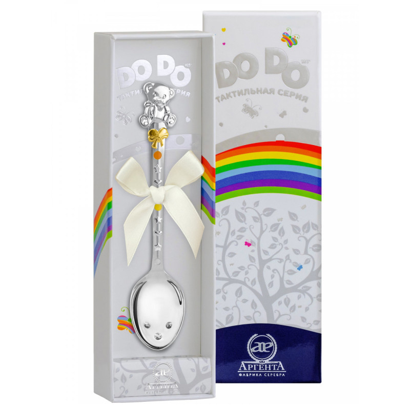 Серебряная ложка "Мишка с бантиком" фото 1