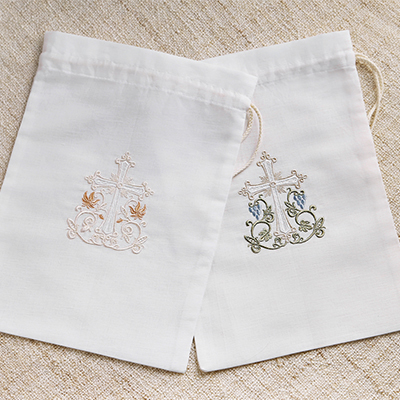 Мешочек для крестильных принадлежностей "Процветший крест" - миниатюра фотографии товара в каталоге ЛиноБамбино