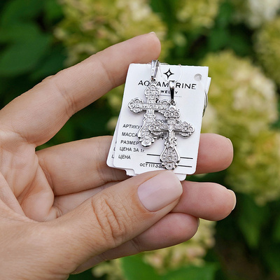 Серебряный крестик 20452АКВ - миниатюра фотографии товара в каталоге ЛиноБамбино