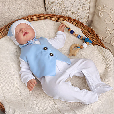 Костюм на выписку мальчика "Джентльмен" голубой - миниатюра фотографии товара в каталоге ЛиноБамбино