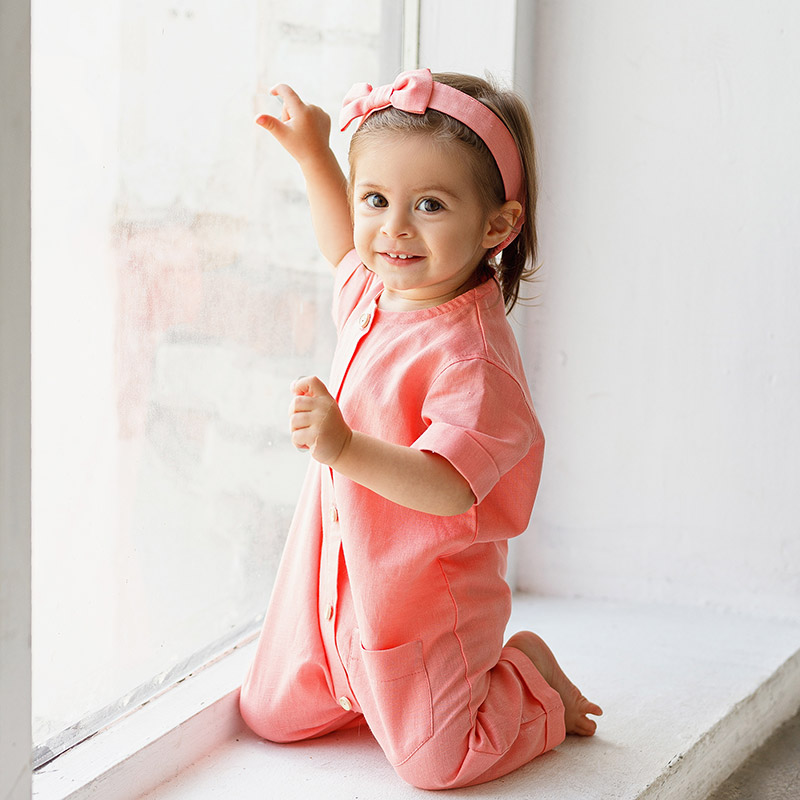 Льняной комбинезон Ветерок лосось фото 3