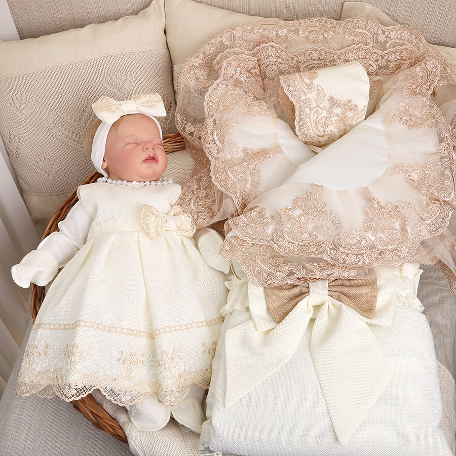 Комплект на выписку девочки "Люрекс" молоко-какао фото 2