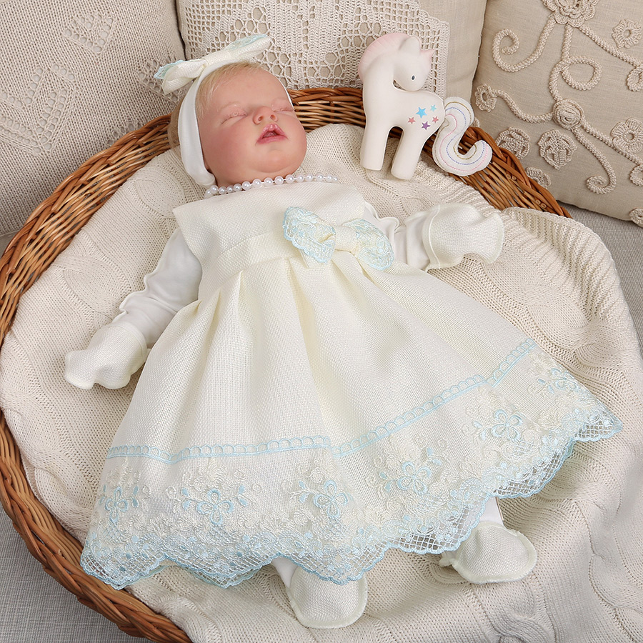 Комплект на выписку девочки "Люрекс" молоко-тиффани фото 5