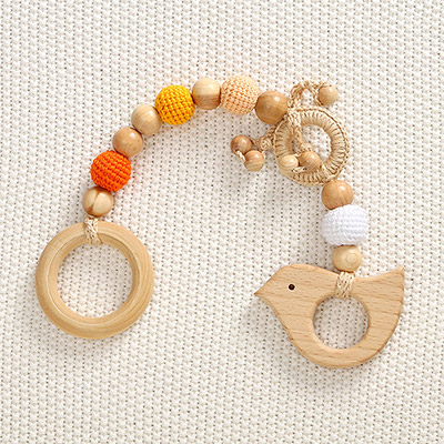 Грызунок Птичка, деревянно-вязаная игрушка - миниатюра фотографии товара в каталоге ЛиноБамбино