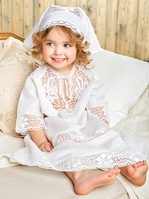 Крестильное платье "Мария" ручной работы - миниатюра фотографии товара в каталоге ЛиноБамбино