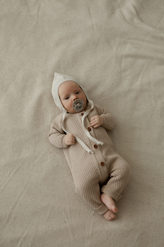 Вязаный текстурный комбинезон Бежевый фото 5