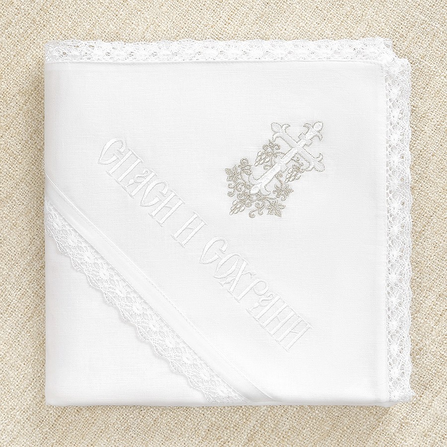 Крестильный комплект "Серебряная лоза" унисекс с крыжмой фото 2