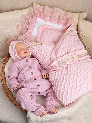 Вязаный комбинезон "Косички" пудра