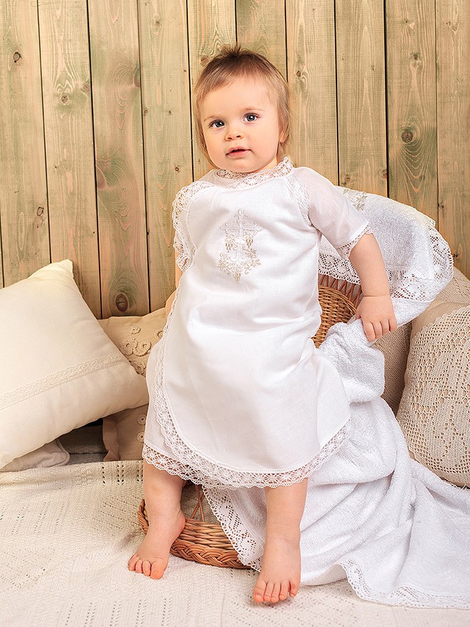 Детский крестильный набор "Серебряная лоза" с полотенцем фото 6