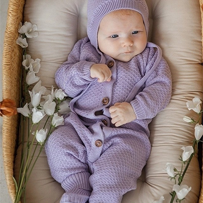 Вязаный текстурный комбинезон Лиловый