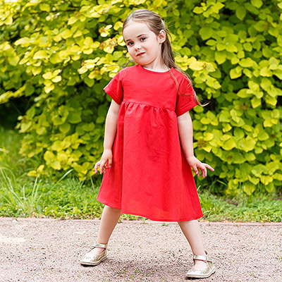 Платье базовое красное лён - миниатюра фотографии товара в каталоге ЛиноБамбино
