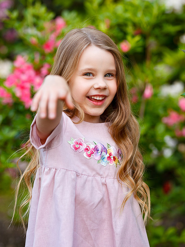 Платье Анютины глазки лён розовый нюд фото 3