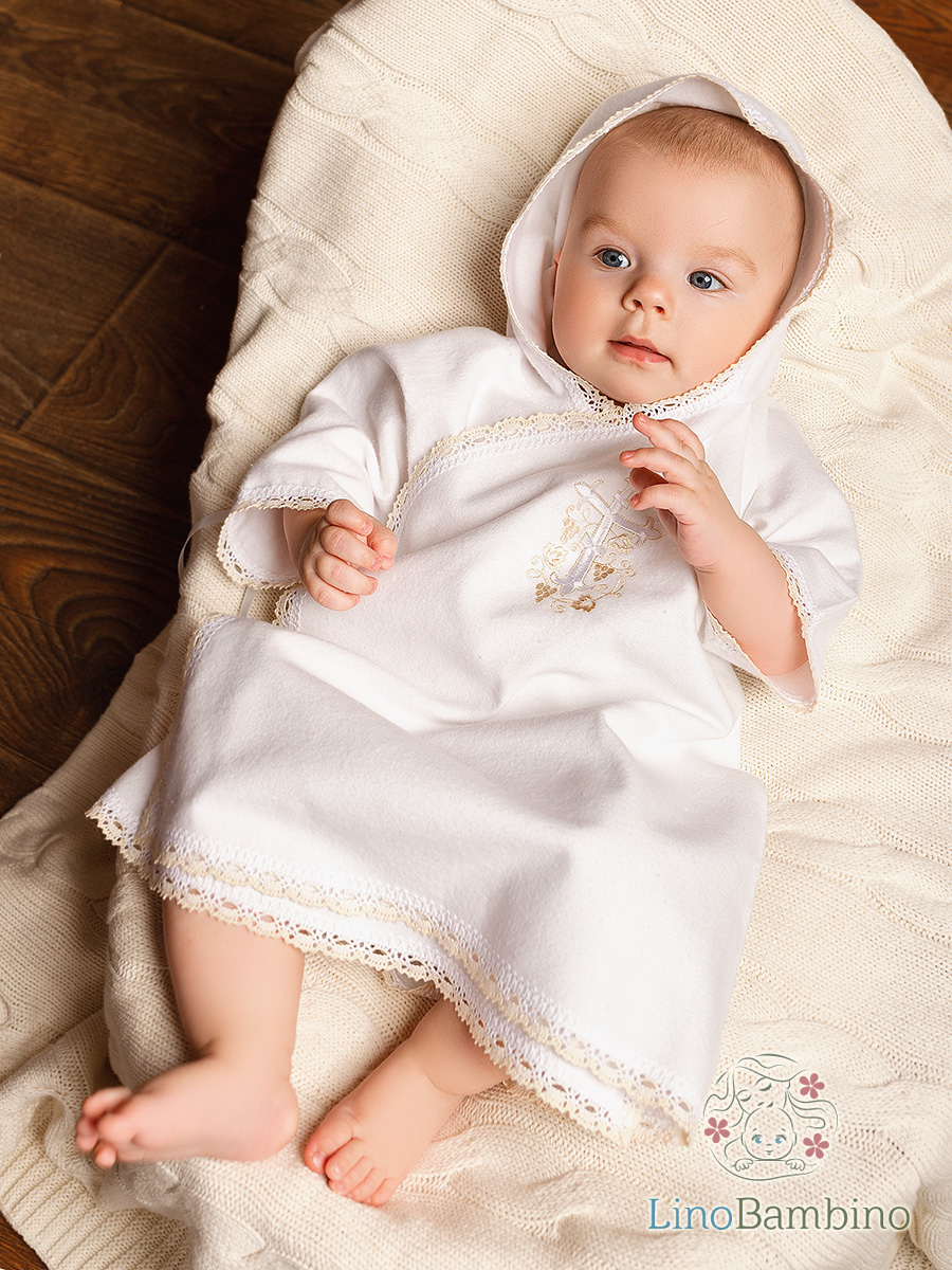 Крестильный набор унисекс "Бежевый лучик" с полотенцем фото 3