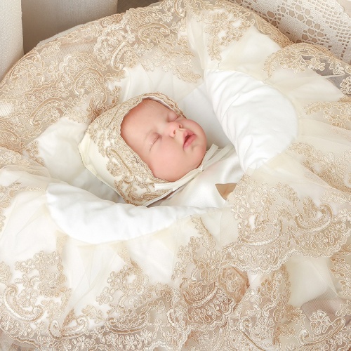 Комплект на выписку мальчика "Самия" молочно-бежевый - миниатюра фотографии товара в каталоге ЛиноБамбино