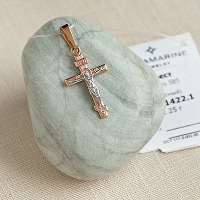 Золотой крестик 11422АКВ - миниатюра фотографии товара в каталоге ЛиноБамбино