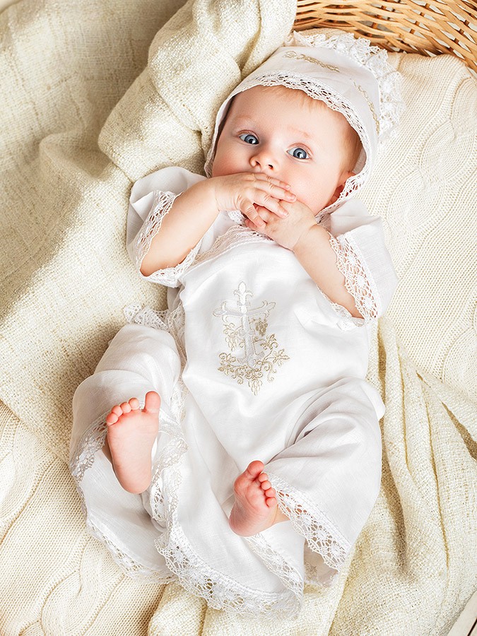 Детский крестильный набор "Серебряная лоза" с полотенцем фото 2