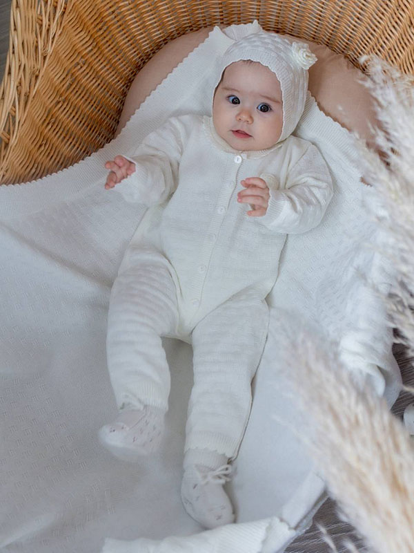 Комплект "Очарование": комбинезон + шапка, экрю фото 1