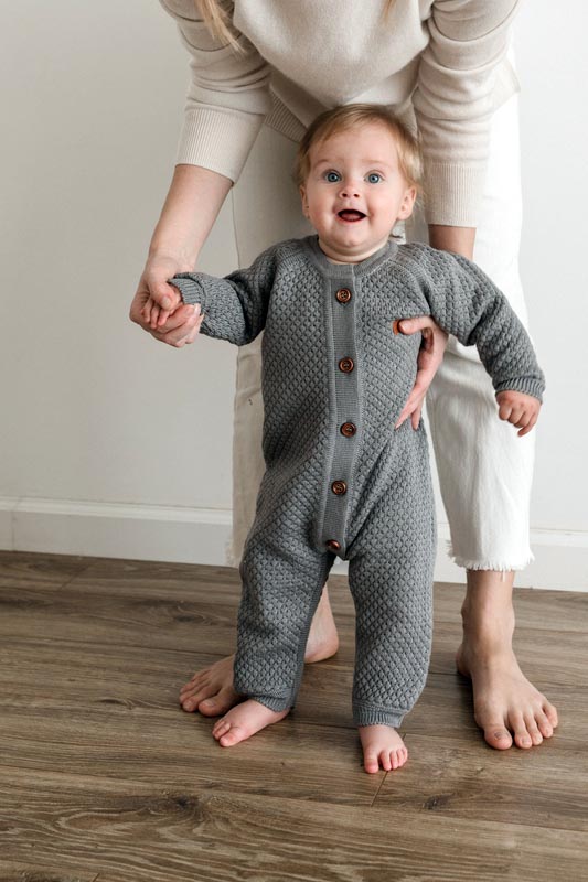 Вязаный текстурный комбинезон Серый фото 1