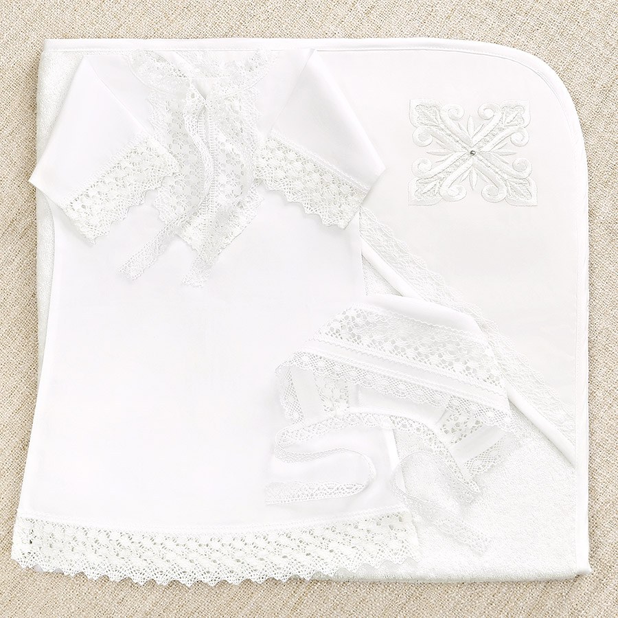 Крестильный набор для девочки "Ирина" с полотенцем  фото 9