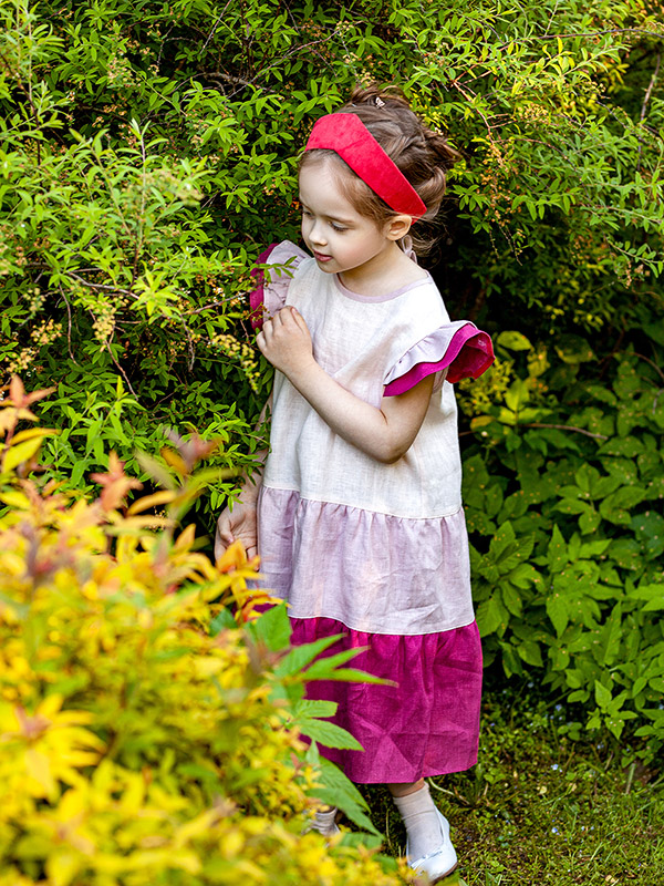 Льняной сарафан Кокетка вишнево-розовый фото 2