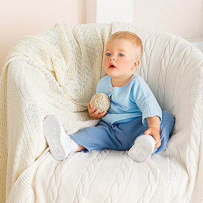 Фото товара "Костюмчик из муслина Дуэт сине-голубой для мальчика" при наведении