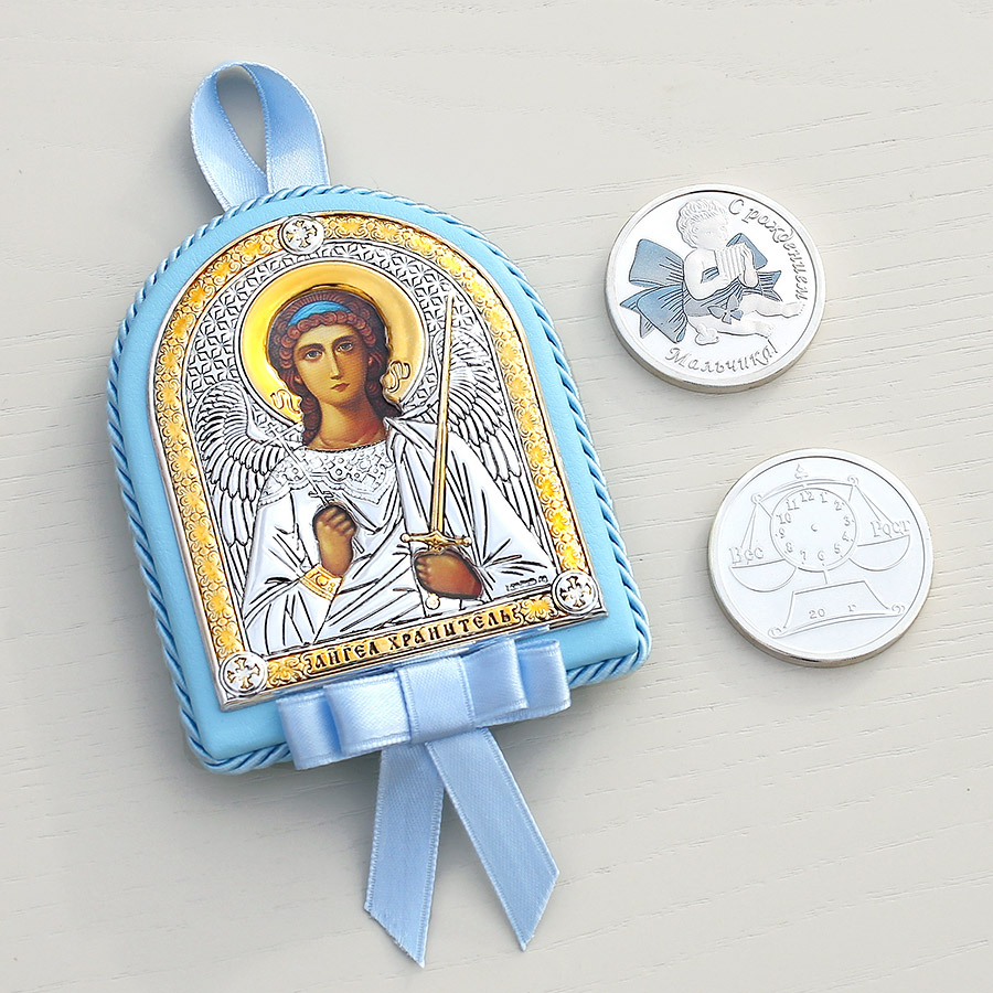 Подарочный набор "Икона и медаль на рождение мальчика" фото 2