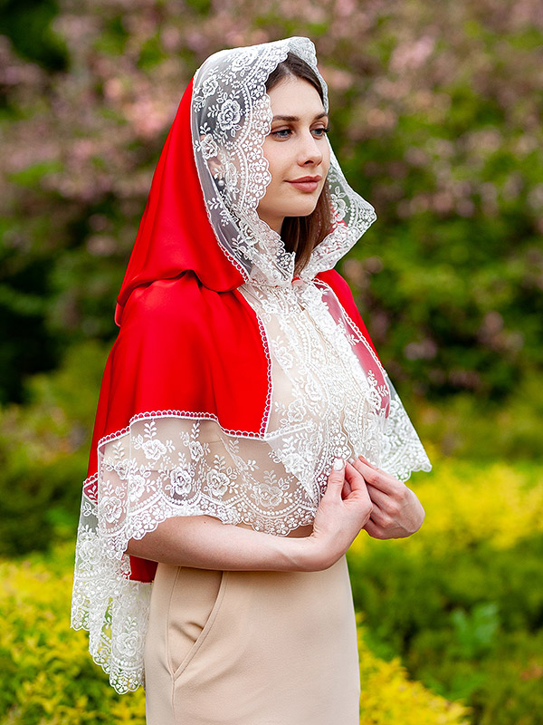 Красный платок с капюшоном "Каролина" фото 1