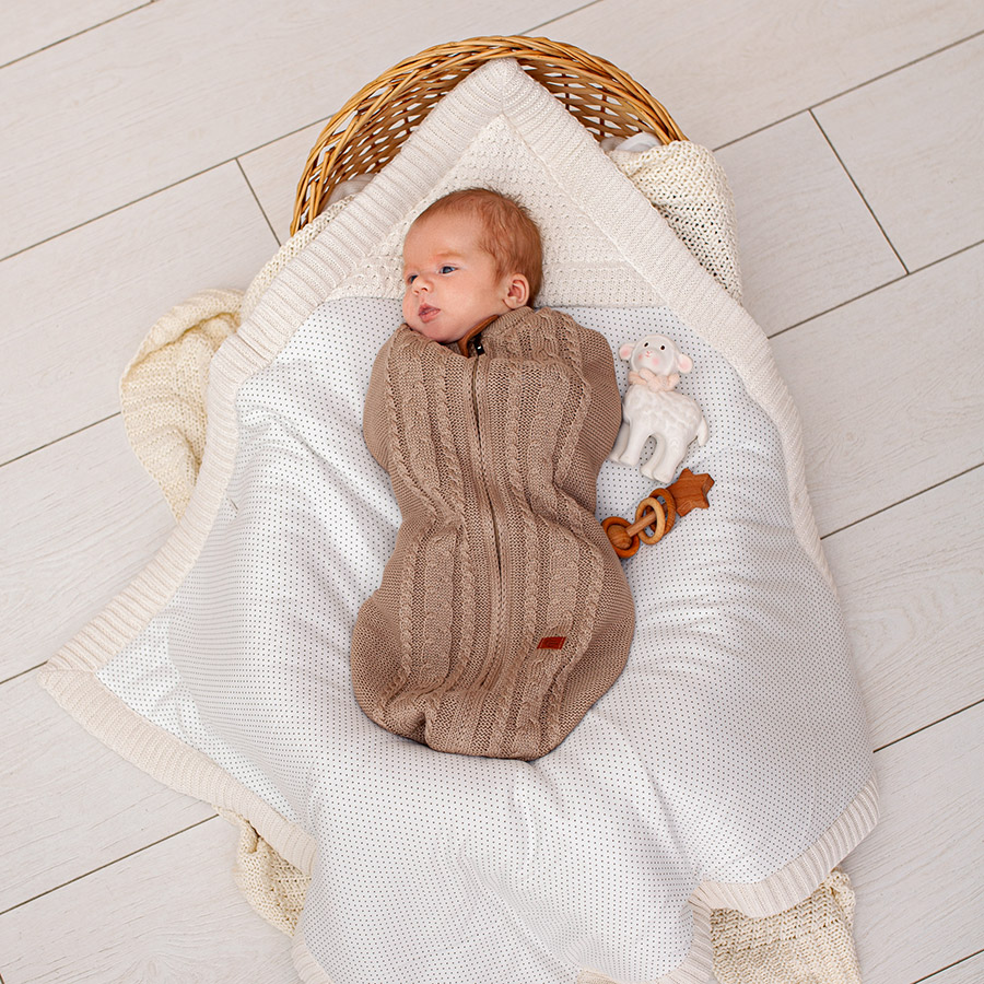 Вязаный кокон для новорожденного Loom капучино фото 1