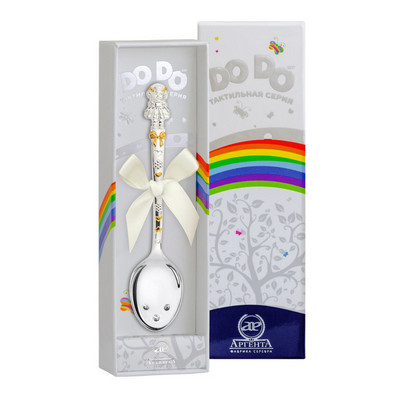 Серебряная тактильная ложка "Кукла с бантиком"