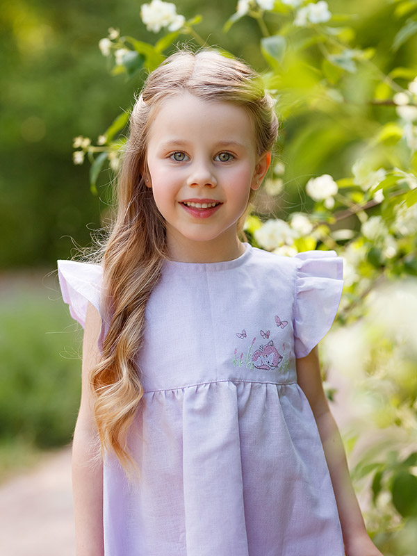 Платье Котенок лавандовое лён фото 3