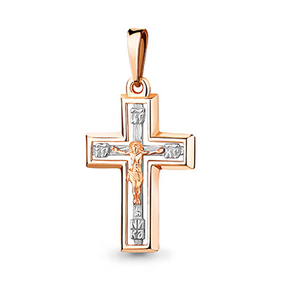 Золотой крестик 12193АКВ - миниатюра фотографии товара в каталоге ЛиноБамбино