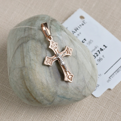 Золотой крестик 10274АКВ - миниатюра фотографии товара в каталоге ЛиноБамбино